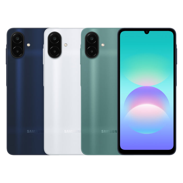 Samsung Galaxy A08 in Dark Blue, Silver and Green