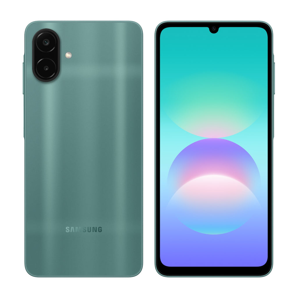 Samsung Galaxy A08 Green front and back