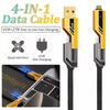 4 in 1 USB Fast Charging Cable Dual Type C PD 27W 65W Charger Data Cord for iOS